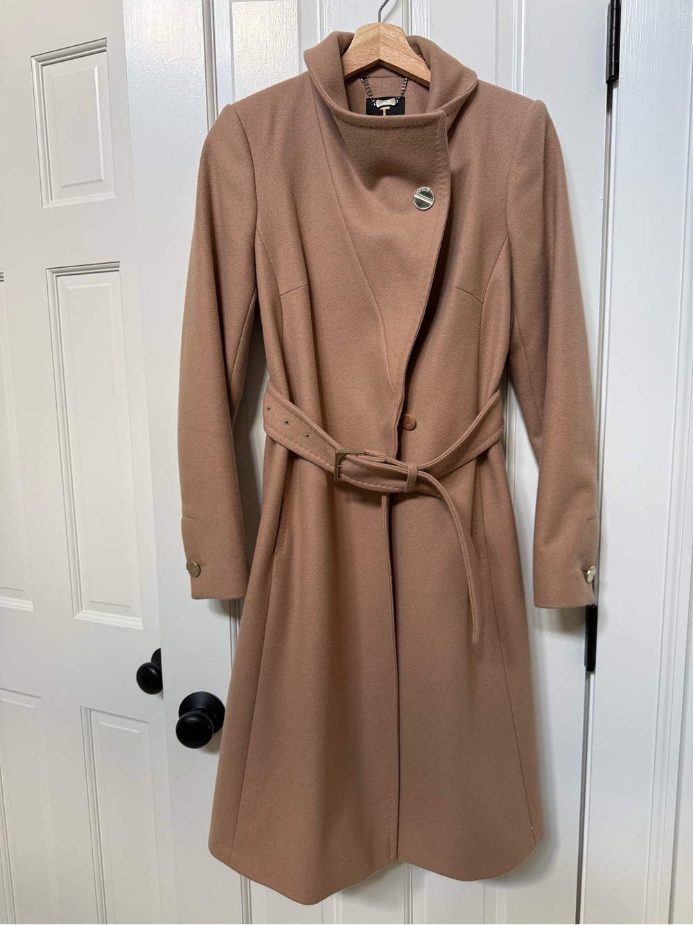Ted Baker Wool-Blend Belted Trench Coat - Camel